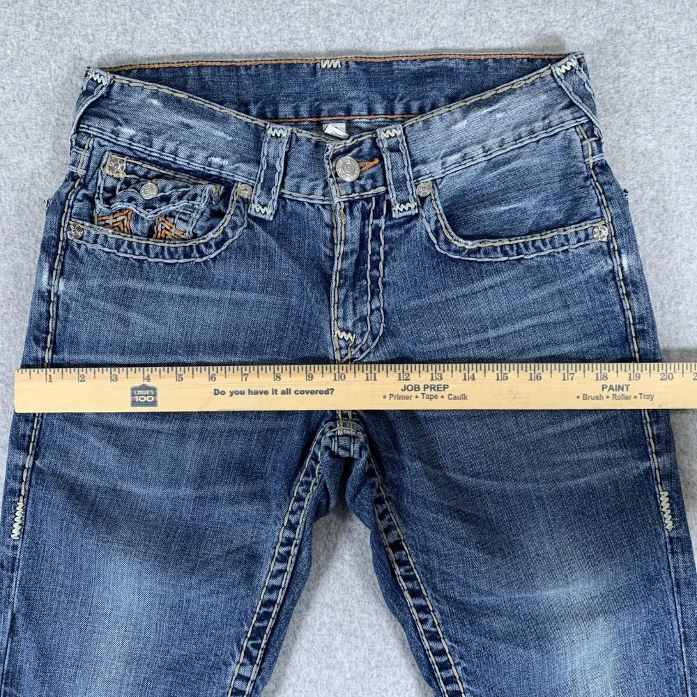 True Religion Cut Off Denim Shorts Mens 29 Blue Flap Pocket Straight Raw Hem
